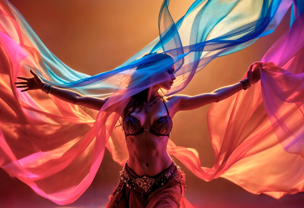 belly dancer flowing fabric